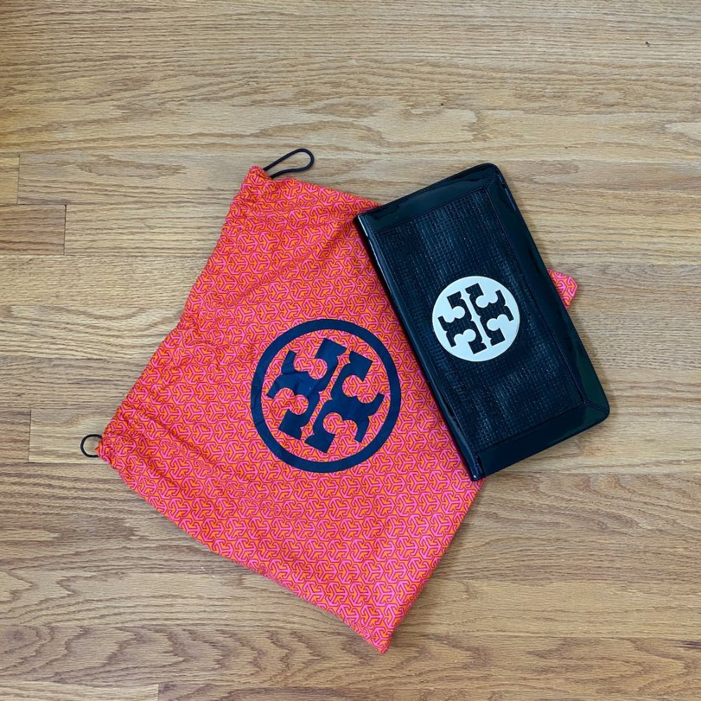 Tory Burch Black Patent Leather Clutch